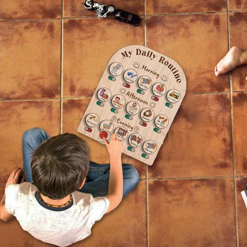 Toddler Routine Chart Wooden V - Kids Education Planner 评论和价格