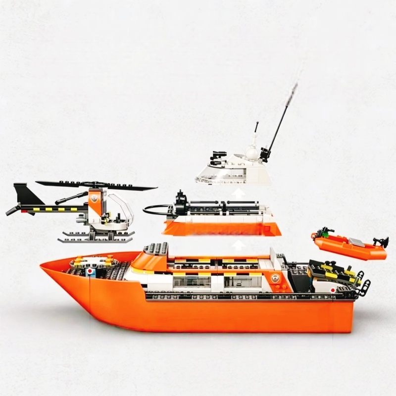 742PCS Rescue Boat Helicopter  - Lego Set City 评论和价格