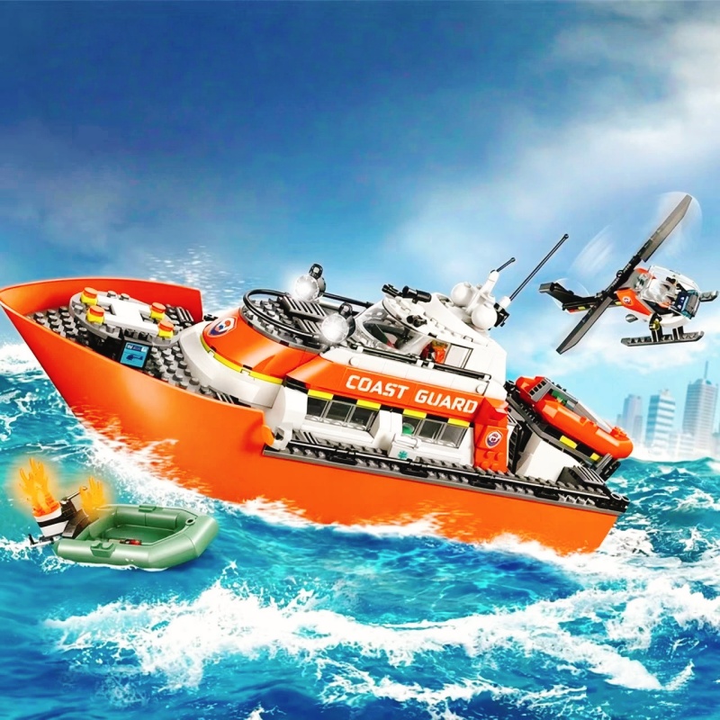 742PCS Rescue Boat Helicopter  - Lego Set City 评论和价格