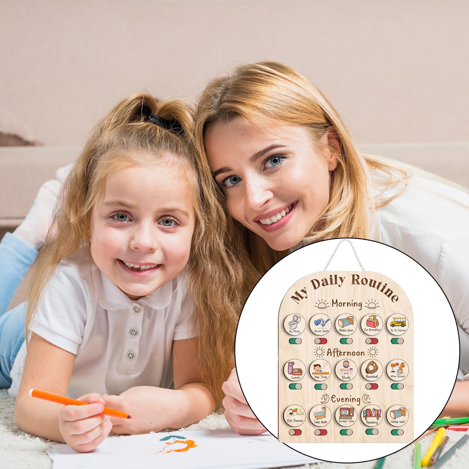 Kids Daily Routine Chart Woode - Kids Education Planner 评论和价格