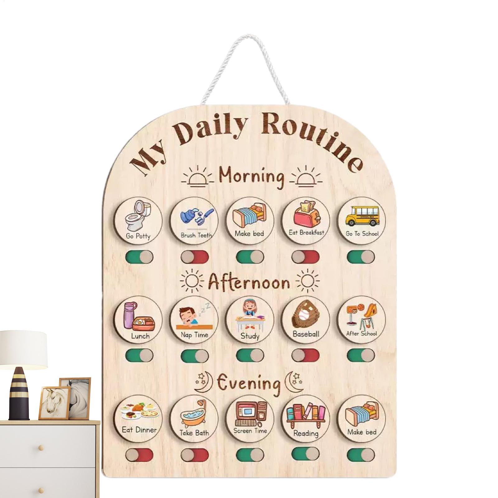 Routine Chart For Kids Wooden  - Kids Education Planner 评论和价格