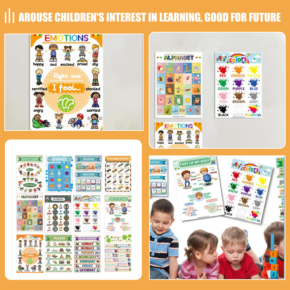 12Sheets English Preschool Pos - Kids Education Charts 评论和价格