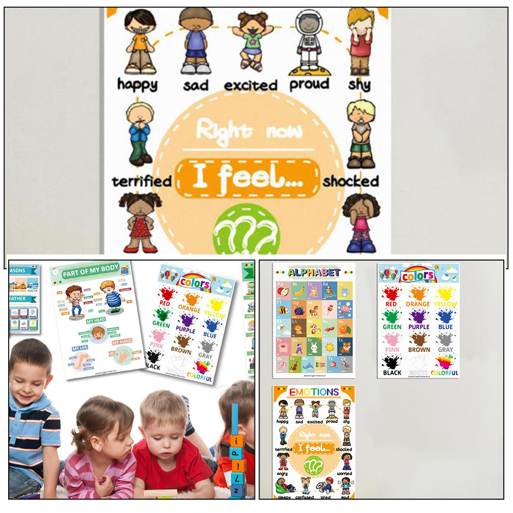12Sheets English Preschool Pos - Kids Education Charts 评论和价格