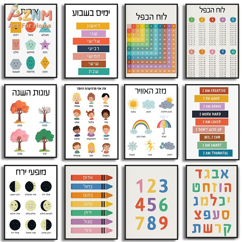 AZNM Hebrew Educational Kids C - Kids Education Charts 评论和价格