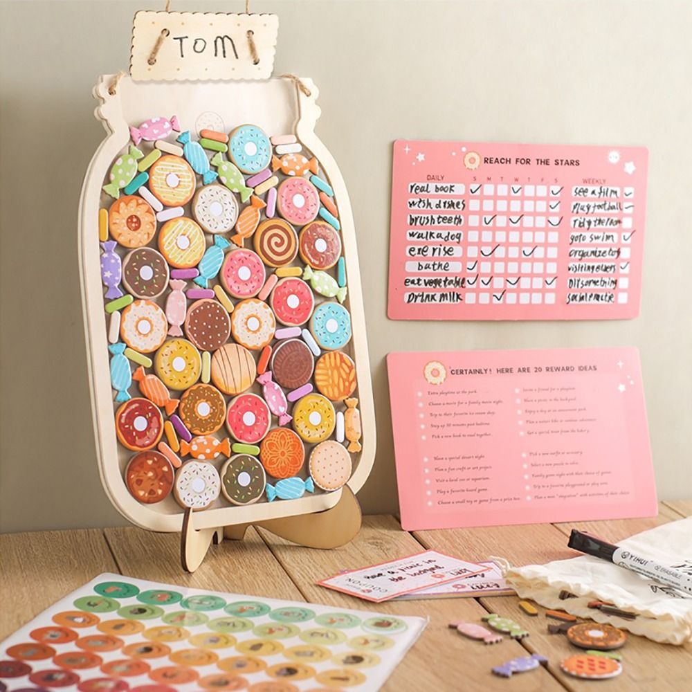 With Star Or Donuts Wooden Rew - Kids Education Charts 评论和价格